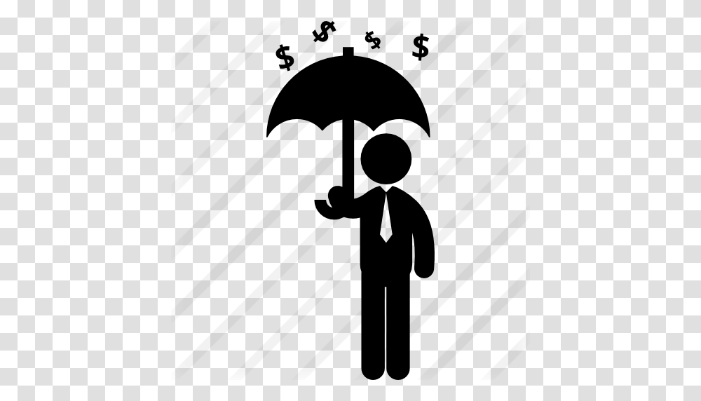 Man Holding An Umbrella Under Dollars Money Rain, Gray, World Of Warcraft Transparent Png