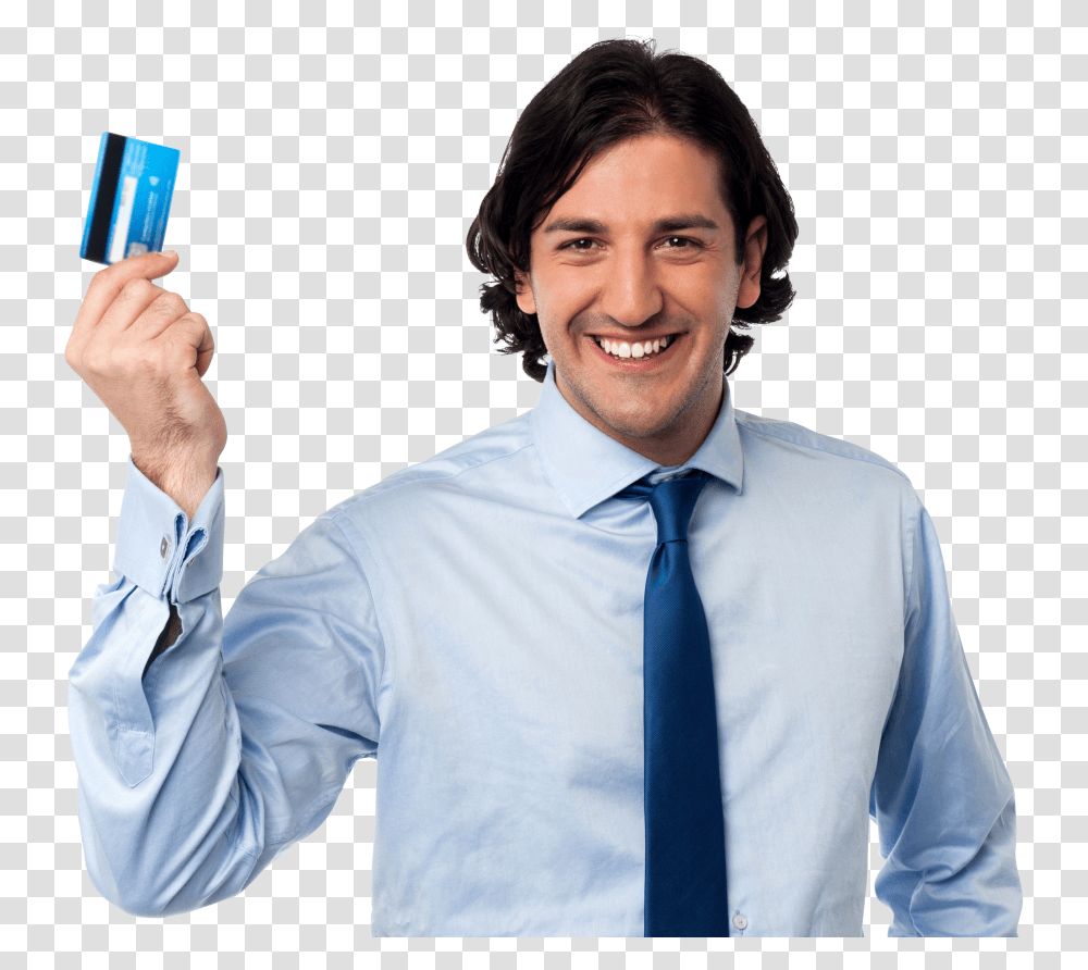Man Holding Credit Card Image Credit Card Man, Tie, Accessories, Shirt Transparent Png