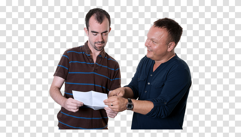 Man Holding Form And Support Worker Helping Him Person Voting, Hand, Finger, Holding Hands, Sitting Transparent Png