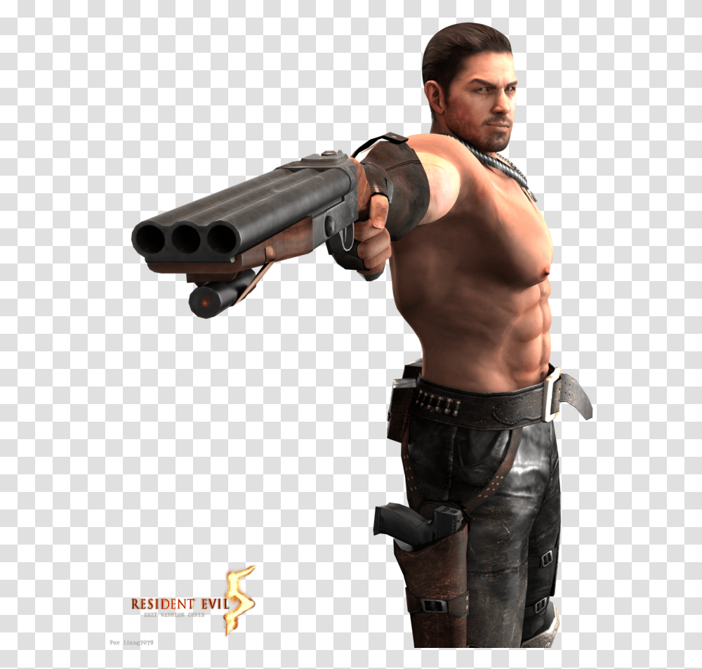 Man Holding Gun Resident Evil 5 Chris Warrior, Person, Human, Weapon, Weaponry Transparent Png
