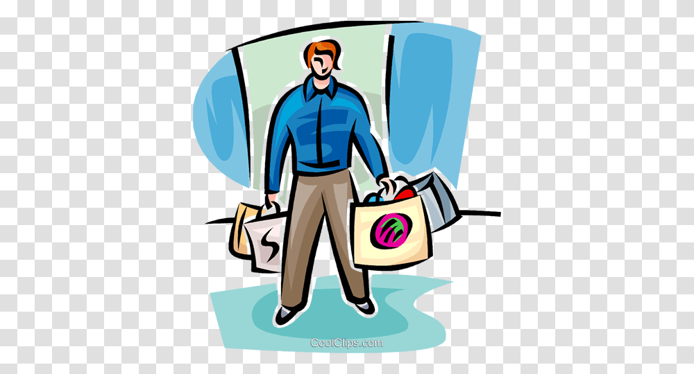 Man Holding Lost Of Shopping Bags Royalty Free Vector Clip Art, Person Transparent Png