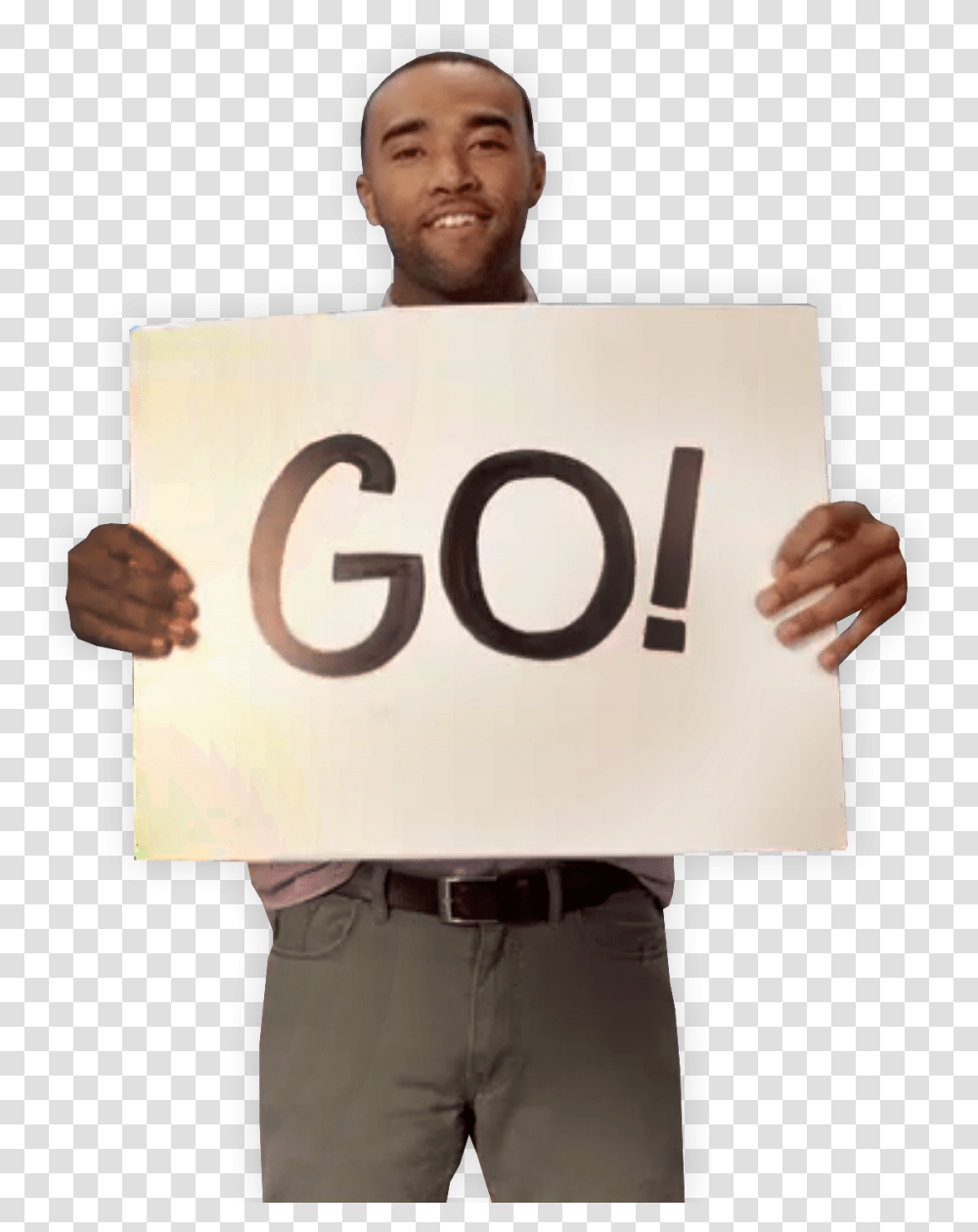 Man Holding Sign That Says Man With Sign, Number, Person Transparent Png