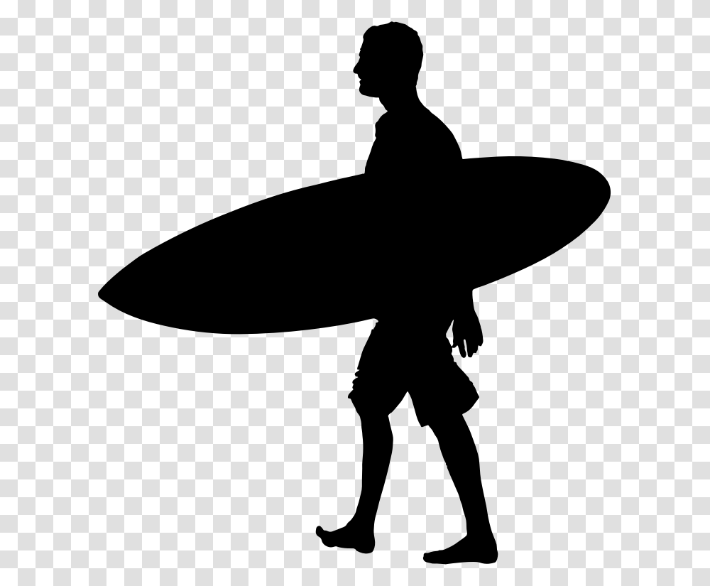 Man Holding Surfboard Silhouette, Gray, World Of Warcraft Transparent Png