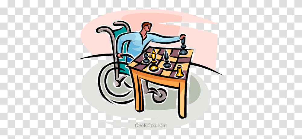 Man In A Wheelchair Playing Chess Royalty Free Vector Clip Art, Person, Human, Game, Vehicle Transparent Png