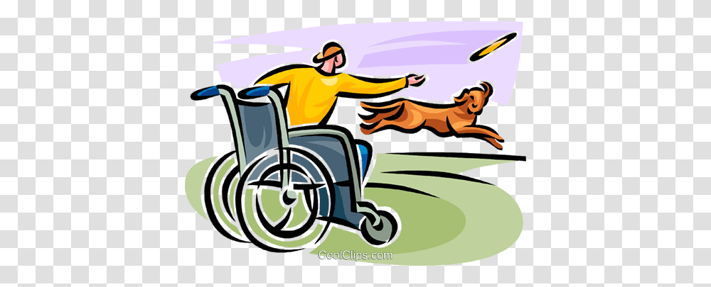 Man In A Wheelchair Throwing A Frisbee Royalty Free Vector Clip, Furniture, Person, Human, Bicycle Transparent Png