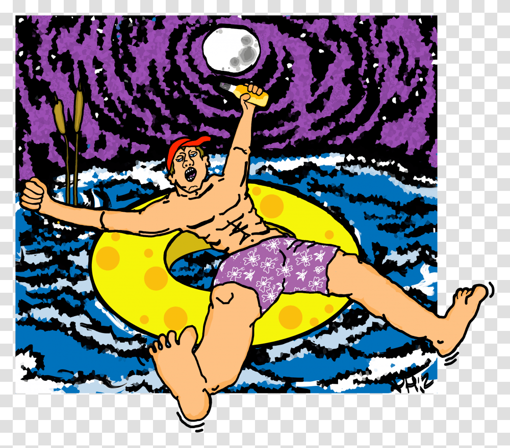 Man In An Inner Tube Cartoon, Person, Leisure Activities, Water, Dance Pose Transparent Png