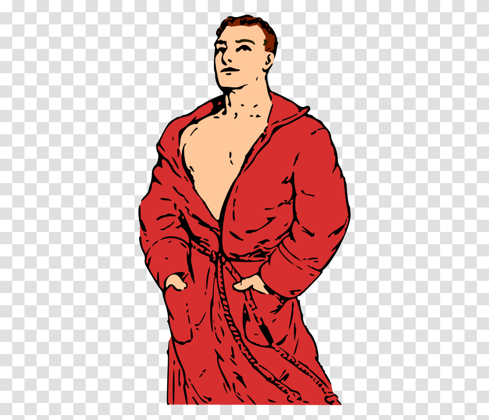 Man In Bathrobe Sexy Man Cartoon, Apparel, Jacket, Coat Transparent Png