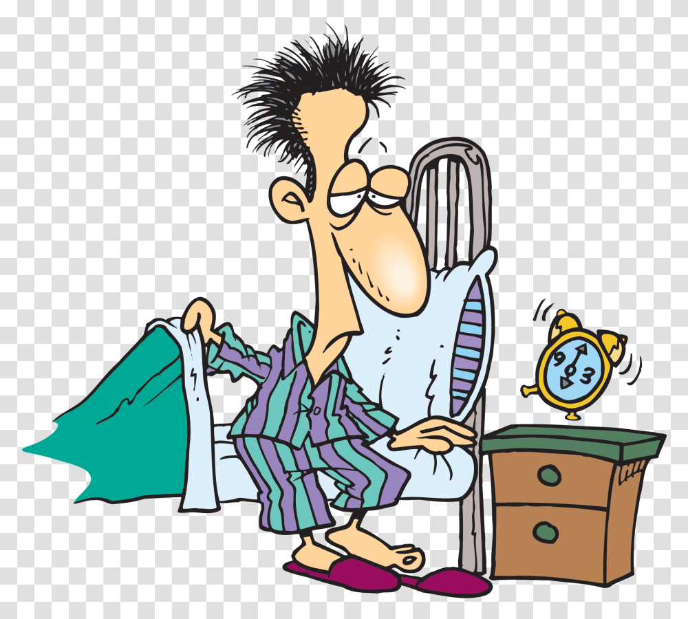 Man In Bed Waking Up Clipart Clip Art Images, Female, Furniture, Girl, Drawing Transparent Png