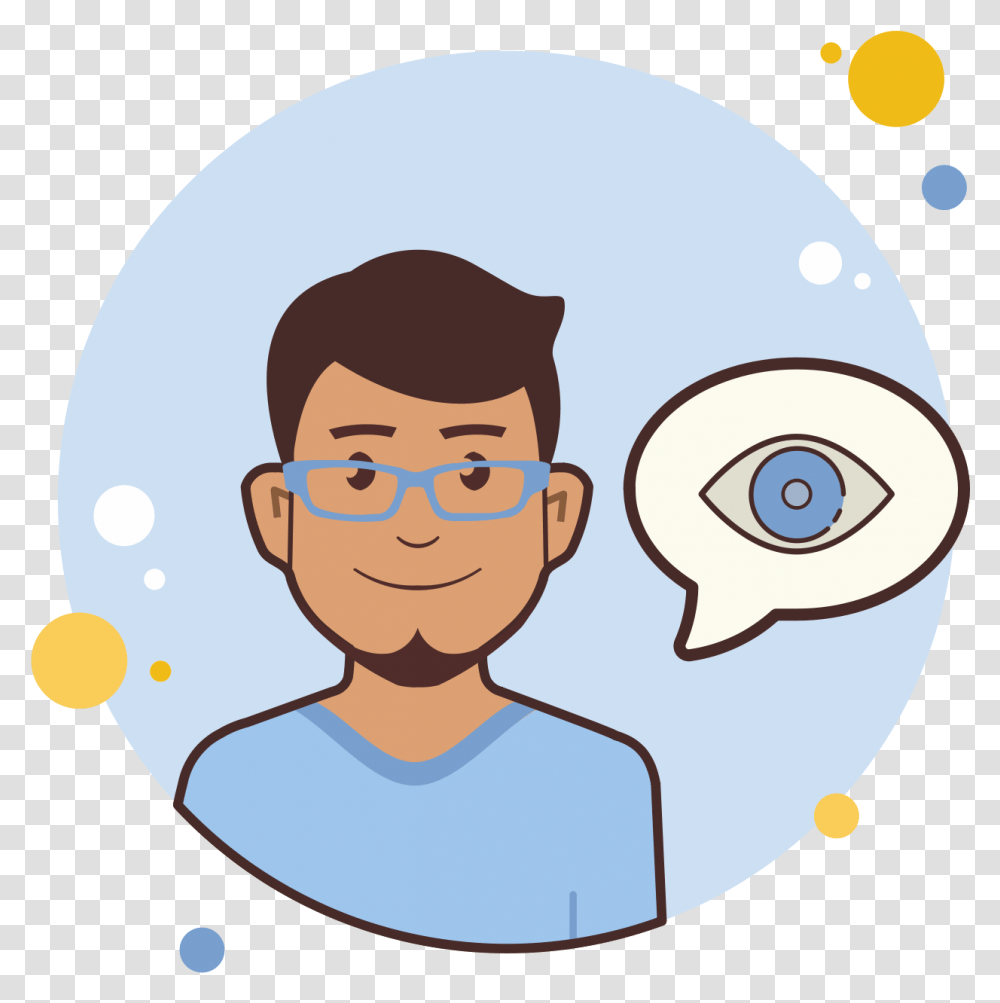 Man In Blue Glasses Eye Icon People With Thermometer Cartoon, Disk, Dvd, Person, Human Transparent Png