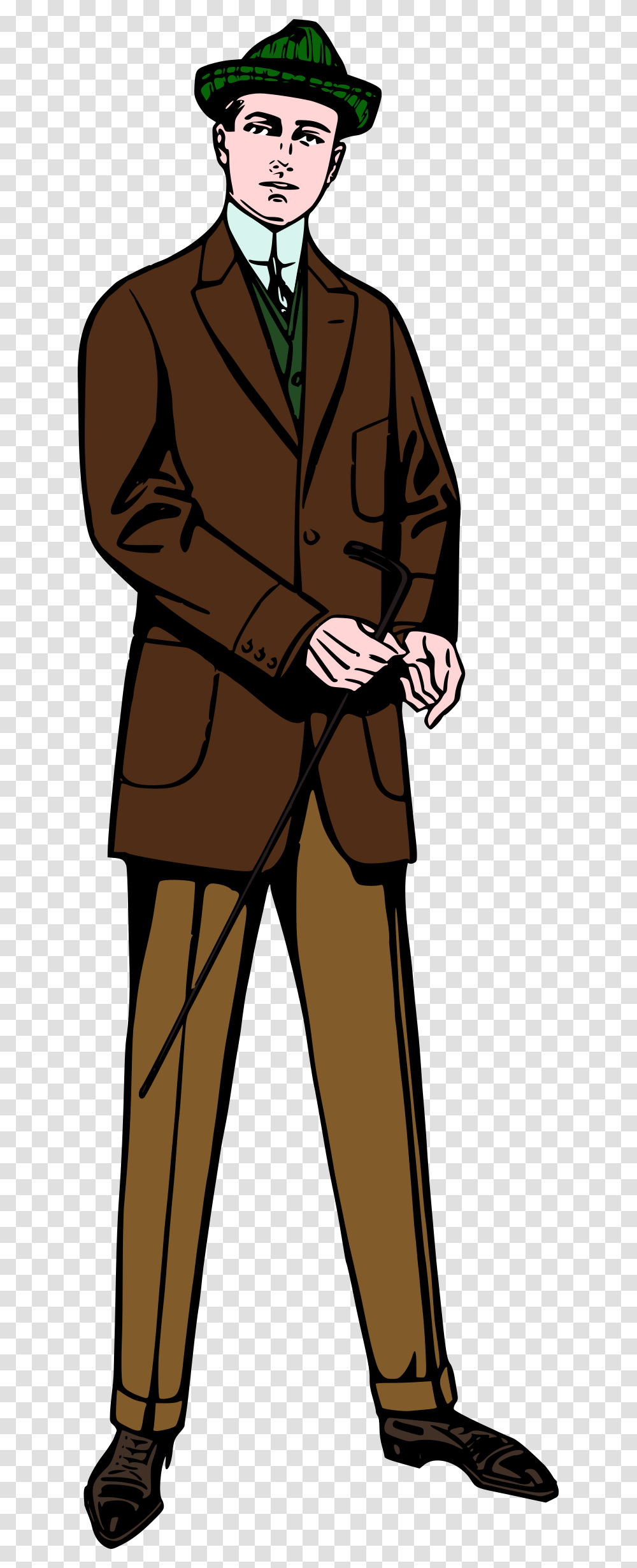 Man In Browngreen Suit Clip Arts Suit Man Cartoon, Person, Human, Leisure Activities, Sport Transparent Png