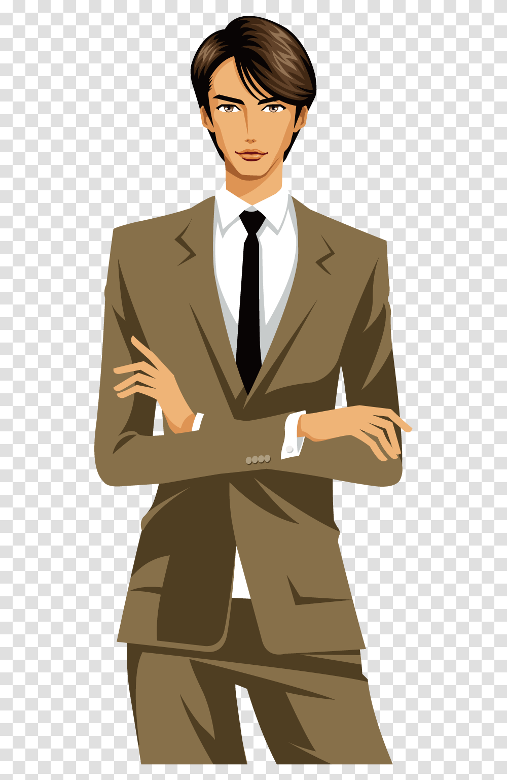 Man In Coat Suit Cartoon, Apparel, Tie, Accessories Transparent Png