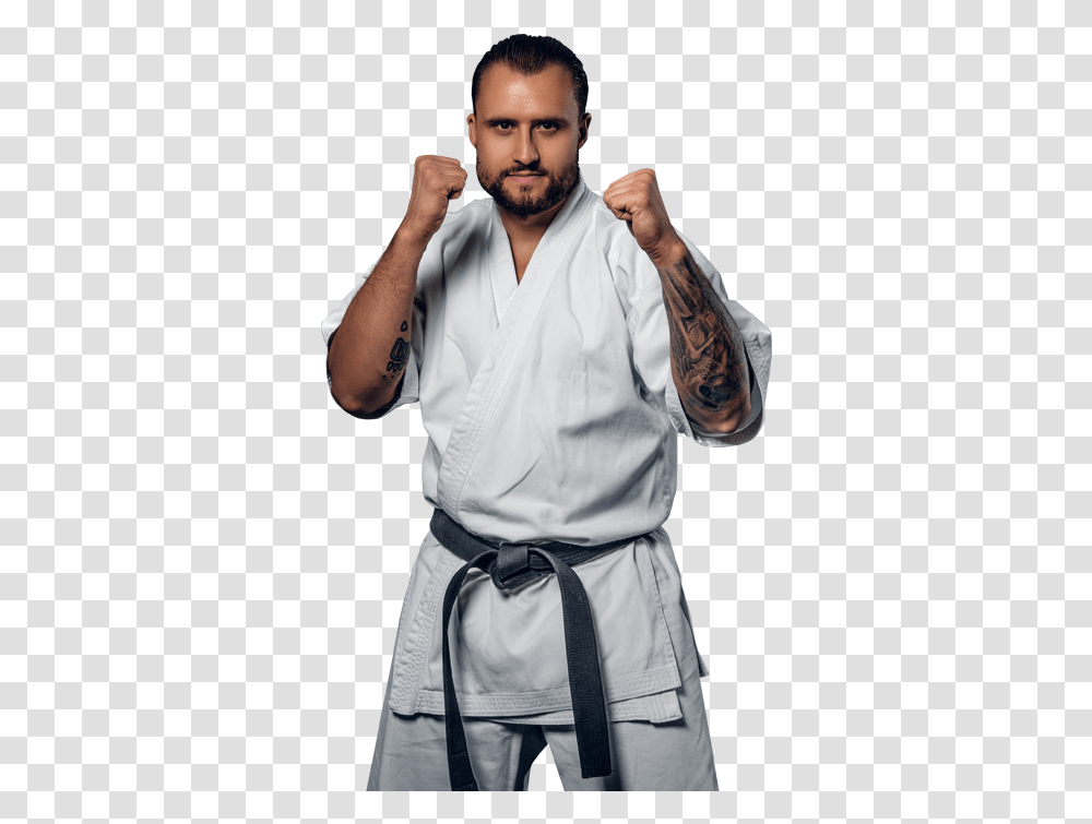 Man In Martial Arts Stance Karate, Person, Human, Sport, Sports Transparent Png