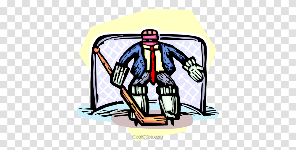 Man In Nets With Goalie Equipment Royalty Free Vector Clip Art, Person, Fireman, Worker Transparent Png