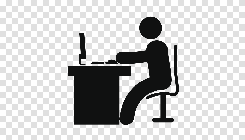 Man In Office Desk With Computer Free Vector Icons Designed, Sitting, Person, Human, Standing Transparent Png