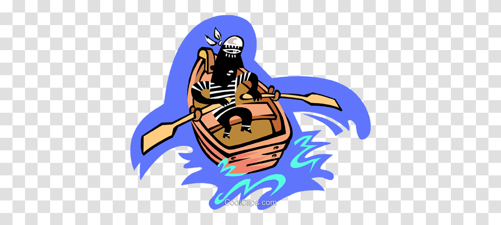 Man In Row Boat Royalty Free Vector Clip Art Illustration, Vehicle, Transportation, Rowboat, Kayak Transparent Png