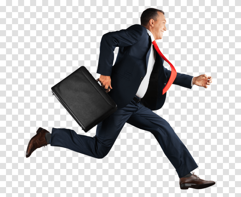 Man In Suit Running, Person, Human, Briefcase, Bag Transparent Png