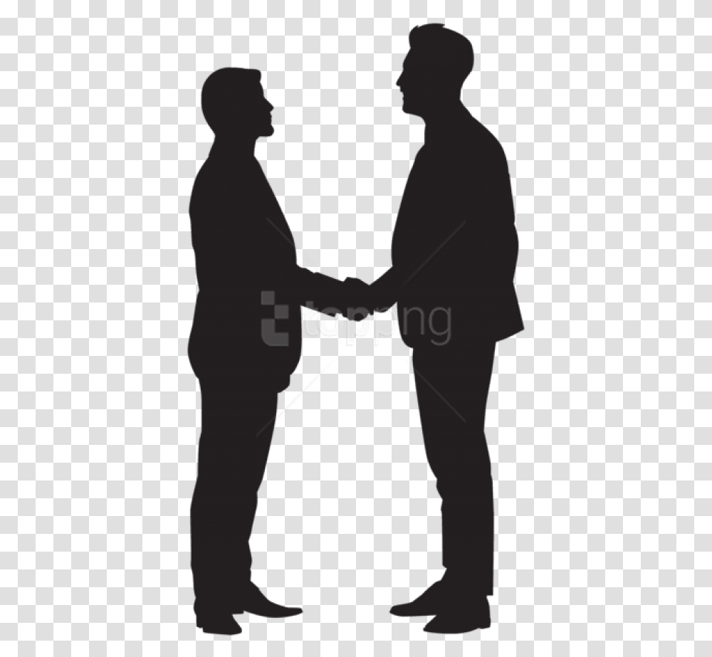 Man In Suit Silhouette Silhouette Of People Shaking Hands, Person, Tie, Accessories, Goggles Transparent Png