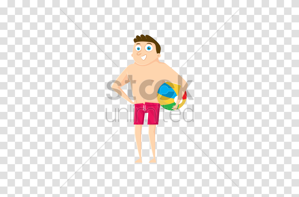 Man In Swimsuit Holding Beach Ball Vector Image, Water, Outdoors, Person, Fishing Transparent Png