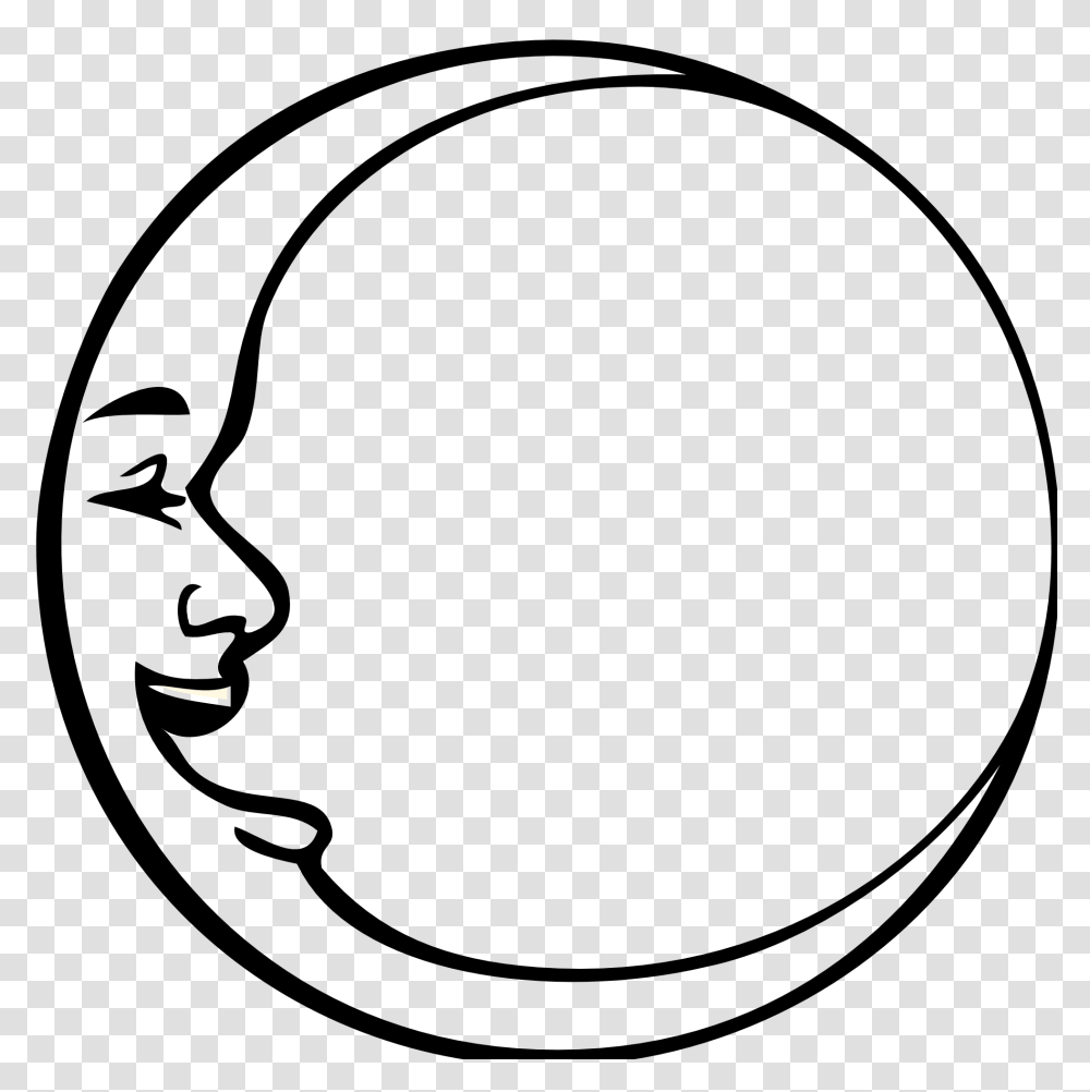 Man In The Moon Clipart Black And White, Label, Logo Transparent Png