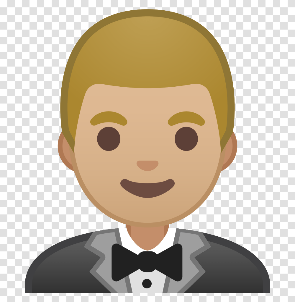 Man In Tuxedo Medium Light Skin Tone Icon Rey Emoji, Head, Tie, Accessories, Accessory Transparent Png