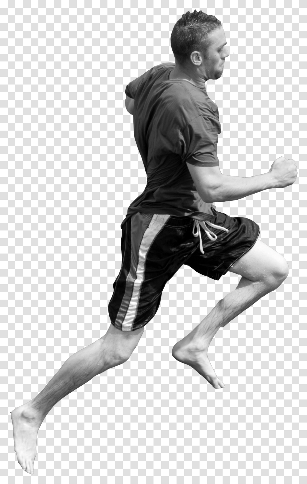 Man Jump Bw Jumping Man, Shorts, Person, Dance Pose Transparent Png