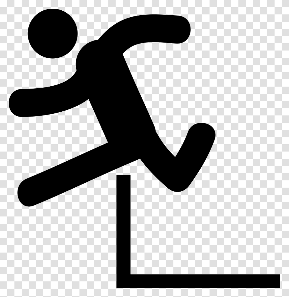 Man Jumping An Obstacle Obstaculo Icono, Hammer, Tool, Stencil Transparent Png