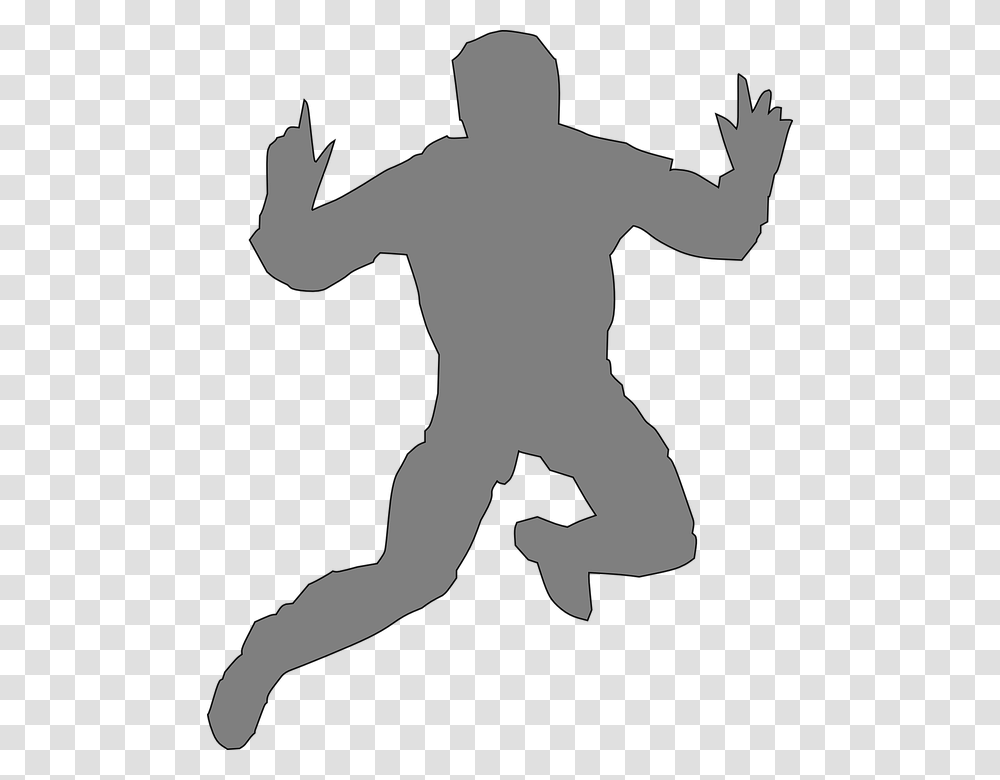 Man Jumping Leaping Hands Up Joy Success Silhouette Of A Person Jumping, Back, Human, Stencil, Floor Transparent Png