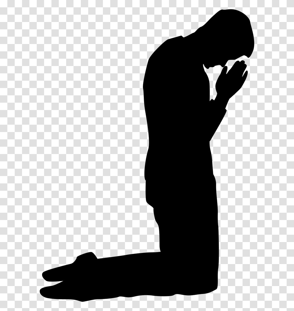 Man Kneeling In Prayer, Hand, Standing, Photography, Silhouette Transparent Png