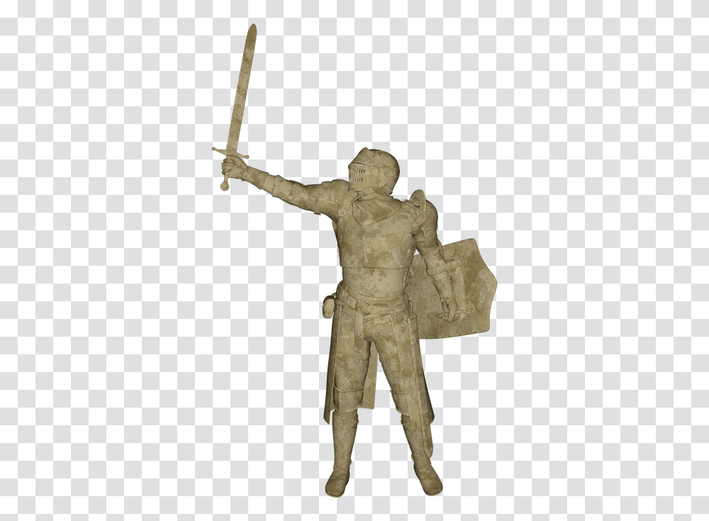 Man Knight Stone Armor Middle Ages Sword Warrior Knight, Person, Human, Cross Transparent Png