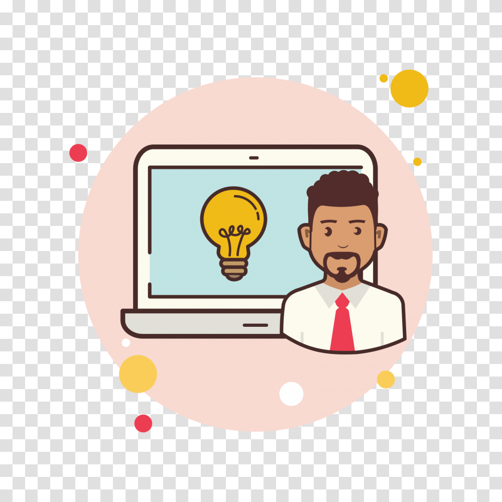 Man Laptop Idea Icon, Light, Lightbulb, Label Transparent Png