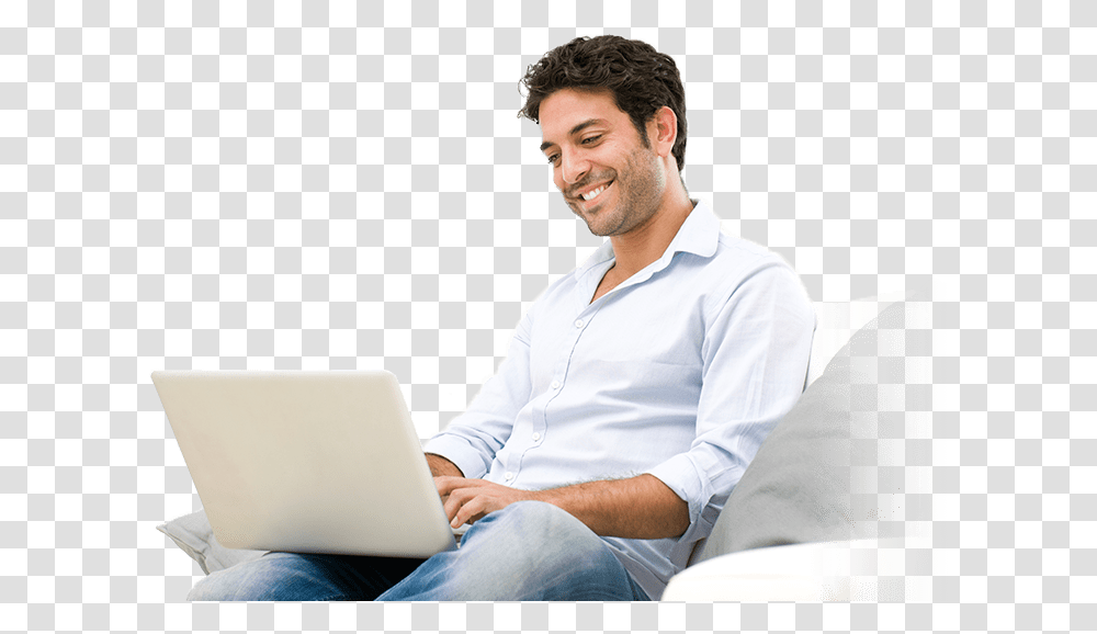Man Laptop, Sitting, Person, Pc, Computer Transparent Png