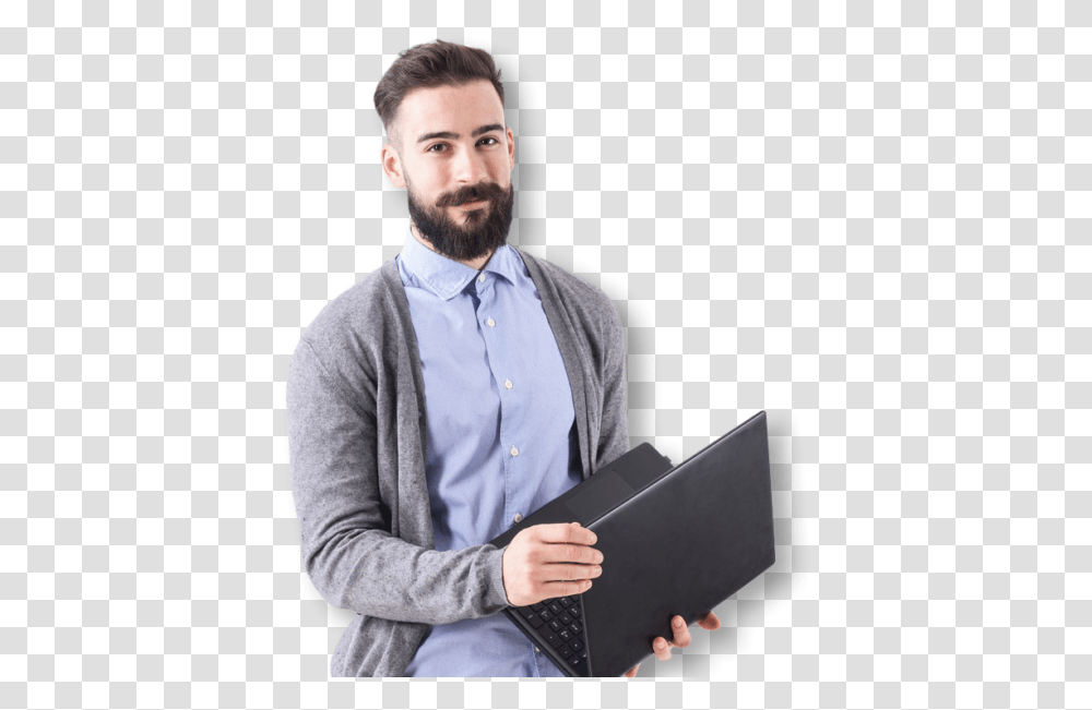 Man Laptop Trans2 Man Holding A Laptop Full Body, Person, Pc, Computer Transparent Png