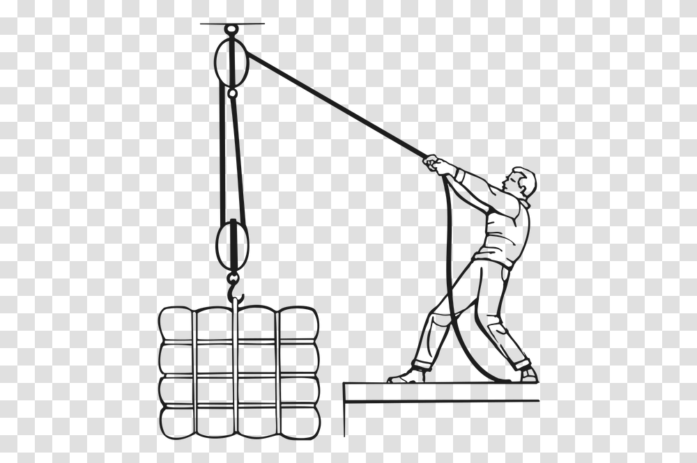 Man Lifting A Pack With A Pulley Clip Arts Block And Tackle, Bow, Silhouette, Circus, Leisure Activities Transparent Png