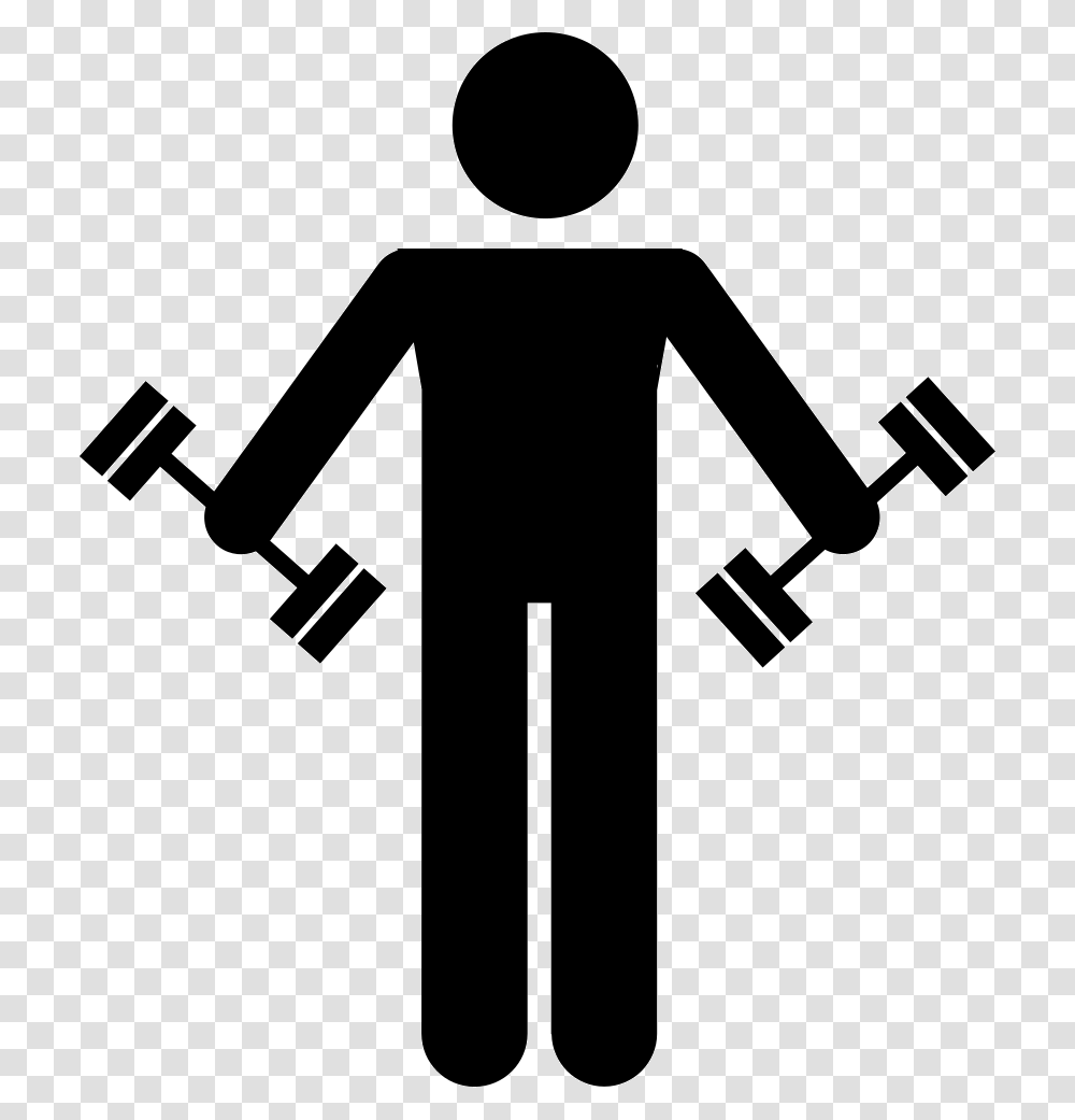 Man Lifting Weights Icon, Cross, Sign, Stencil Transparent Png