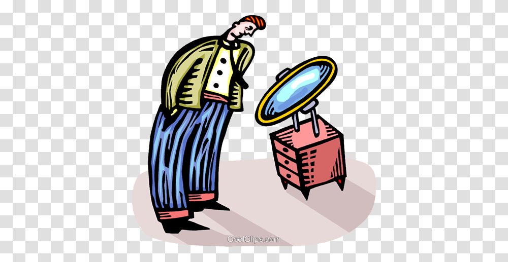 Man Looking In A Mirror Royalty Free Vector Clip Art Illustration, Drum, Percussion, Musical Instrument, Leisure Activities Transparent Png