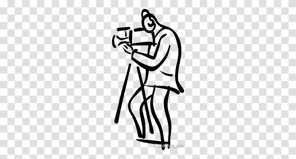 Man Looking Through A Movie Camera Royalty Free Vector Clip Art, Handwriting, Photography, Brass Section Transparent Png