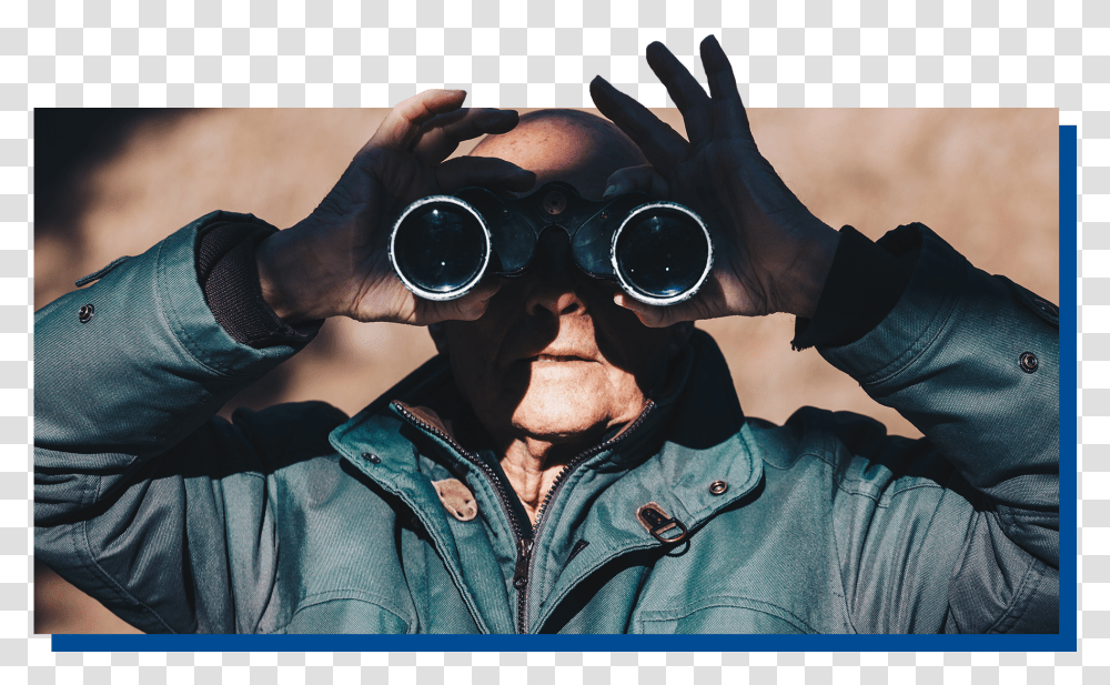 Man Looking Through Binoculars Bird Watching Goggles, Sunglasses, Accessories, Accessory, Person Transparent Png