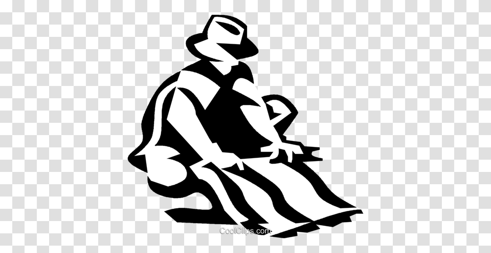 Man Making A Blanket Royalty Free Vector Clip Art Illustration, Person, Human, Kneeling, Stencil Transparent Png