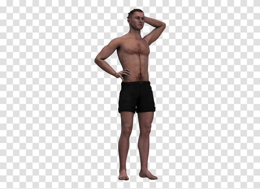 Man Male Person Figure Standing Digital Art Persona Con Short, Shorts, Torso, Back Transparent Png