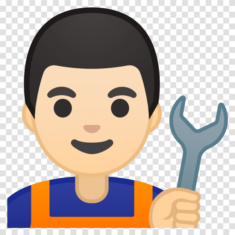 Man Mechanic Light Skin Tone Icon Emoji Man, Outdoors, Tool Transparent Png
