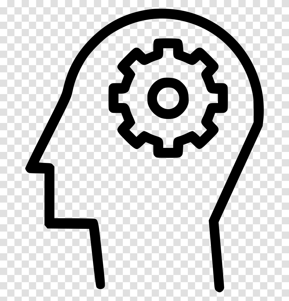 Man Mind Idea Settings Gear Preferences Seo Web Svg Gear Icon Free, Stencil, Light, Gas Pump, Machine Transparent Png