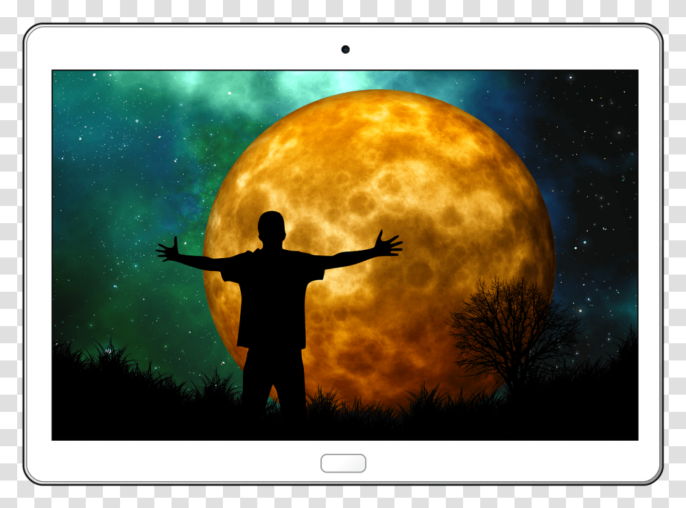 Man Moon And Human, Nature, Outdoors, Outer Space, Astronomy Transparent Png