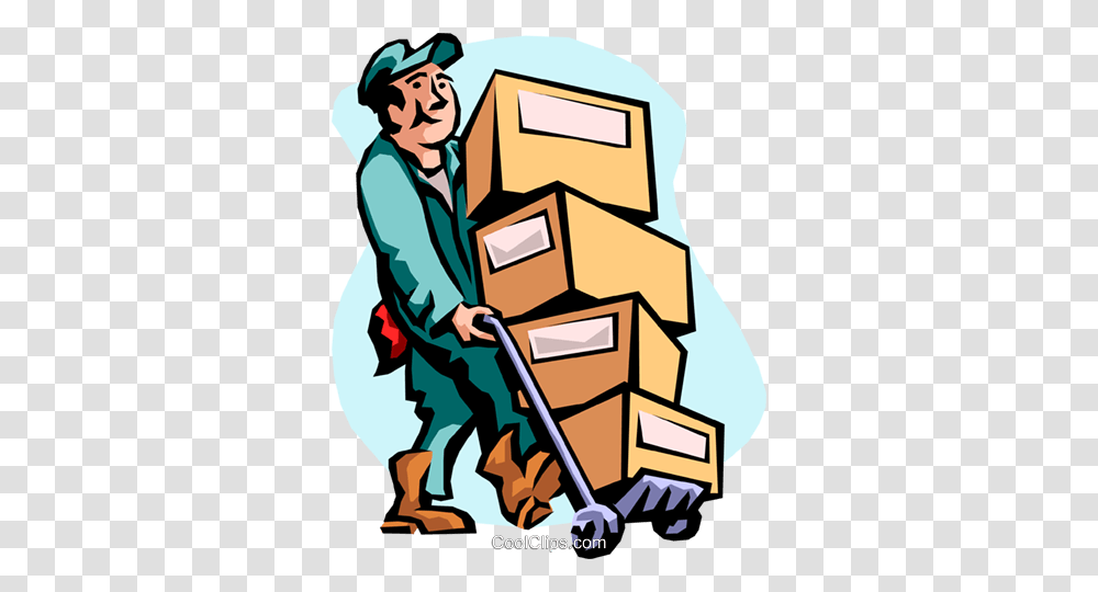 Man Moving Boxes Royalty Free Vector Clip Art Illustration, Carton, Cardboard, Recycling Symbol, Poster Transparent Png