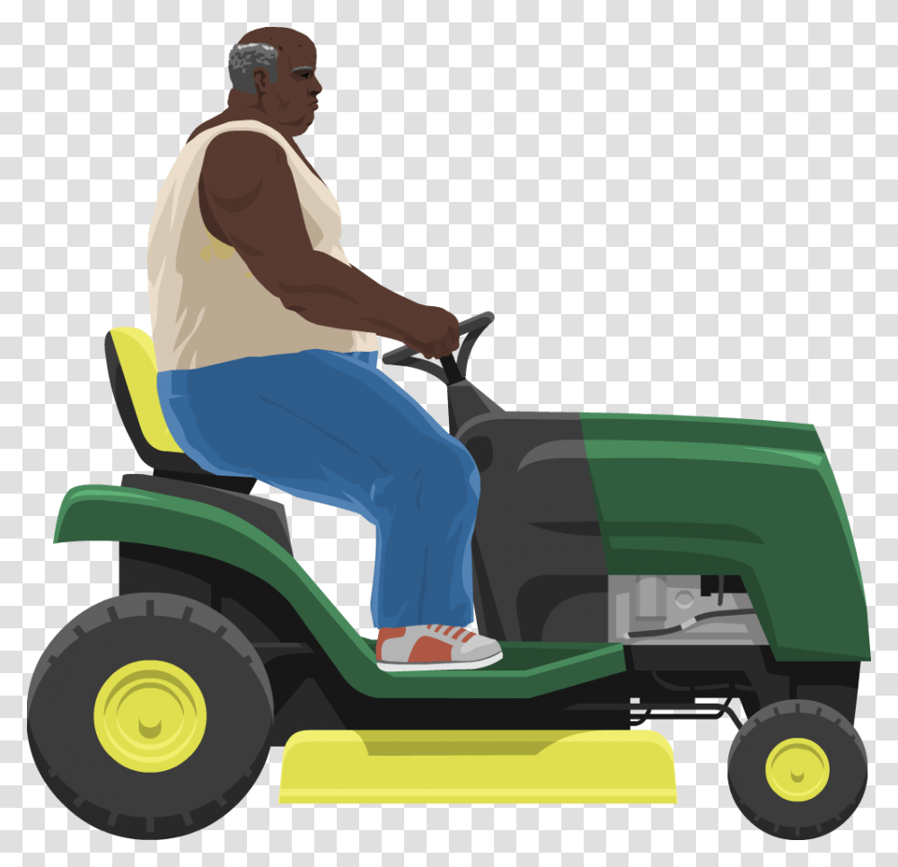 Man Mowing Lawn Lawnmower Guy Happy Wheels, Person, Human, Tool, Lawn Mower Transparent Png