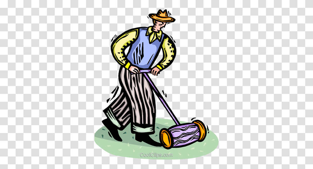 Man Mowing The Lawn Royalty Free Vector Clip Art Illustration, Person, Human, Lawn Mower, Tool Transparent Png