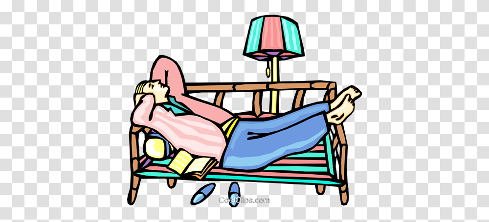 Man Napping On Couch Royalty Free Vector Clip Art Illustration, Lamp, Table Lamp, Furniture Transparent Png
