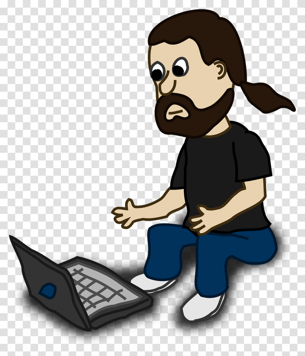 Man On Laptop Cartoon, Pc, Computer, Electronics, Person Transparent Png