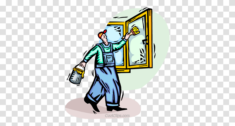 Man Painting A Window Frame Royalty Free Vector Clip Art, Person, Human, Helmet Transparent Png