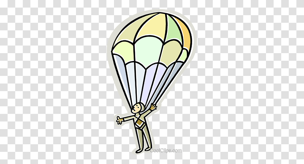 Man Parachuting Royalty Free Vector Clip Art Illustration, Hot Air Balloon, Aircraft, Vehicle, Transportation Transparent Png