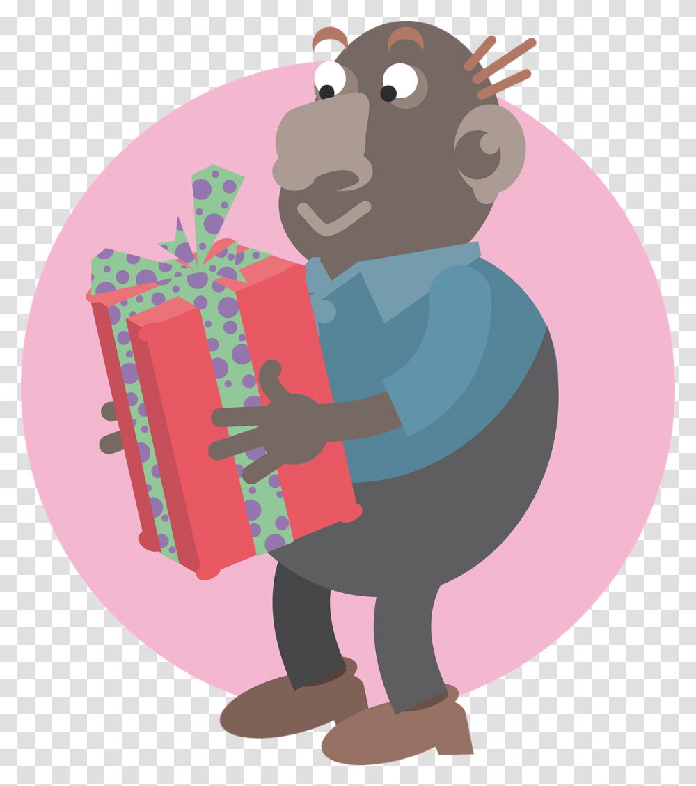 Man Parcel Gift Free Picture Cartoon, Person, Human, Girl, Female Transparent Png